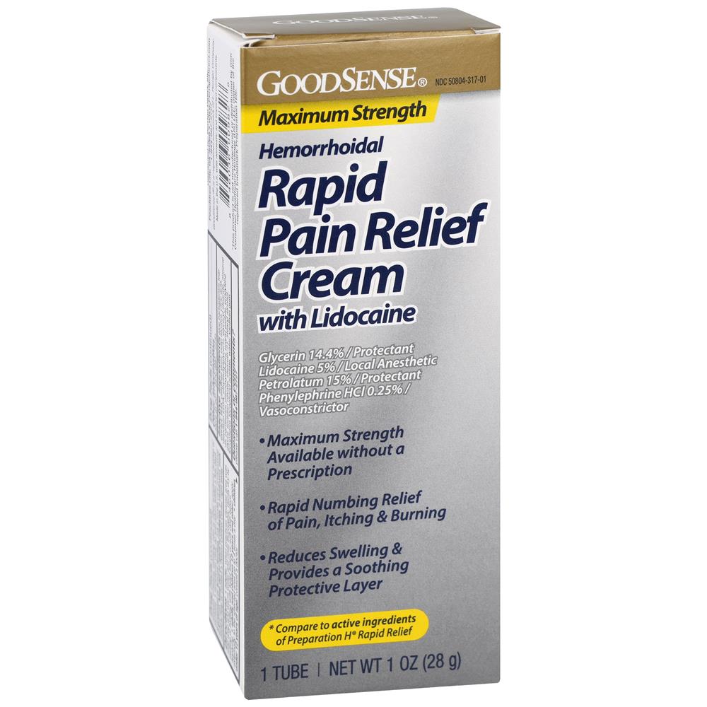 GoodSense&reg; Hemorrhoidal Rapid Pain Relief Cream, Max Strength 1 oz