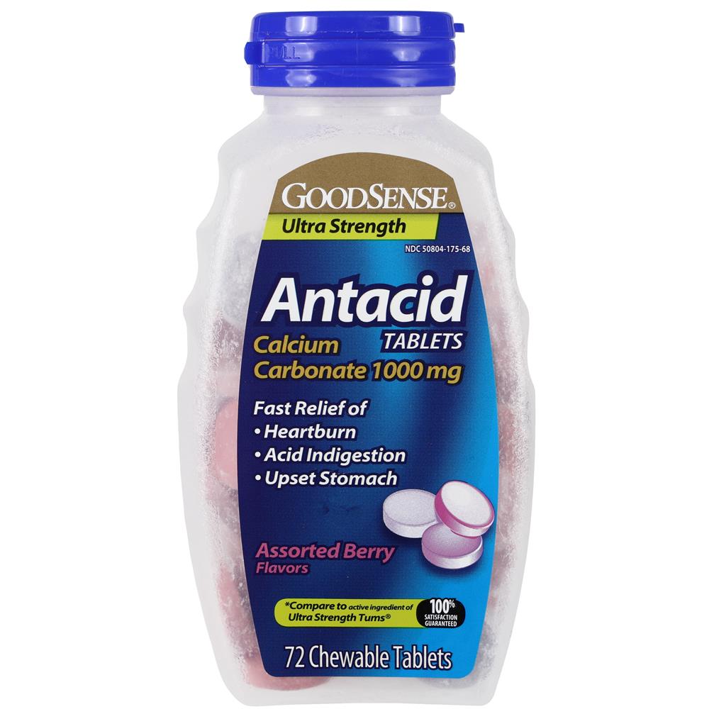 GoodSense&reg; Ultra Strength Calcium Antacid Tablets, Asst Berry Flavor, 72 Count