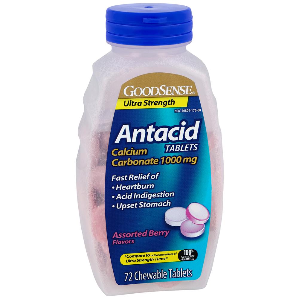 GoodSense&reg; Ultra Strength Calcium Antacid Tablets, Asst Berry Flavor, 72 Count