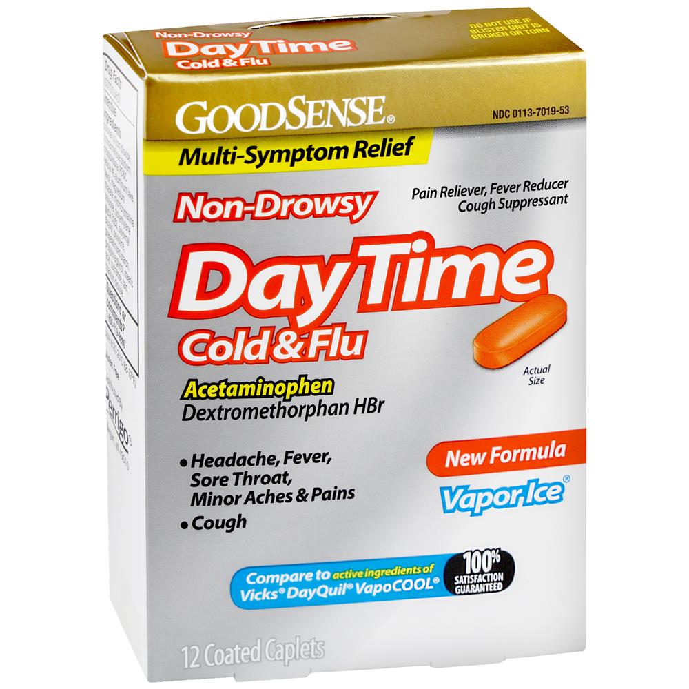 GoodSense&reg; DayTime Cold & Flu Multi-Symptom Vapor-Ice Caplets 12 Count