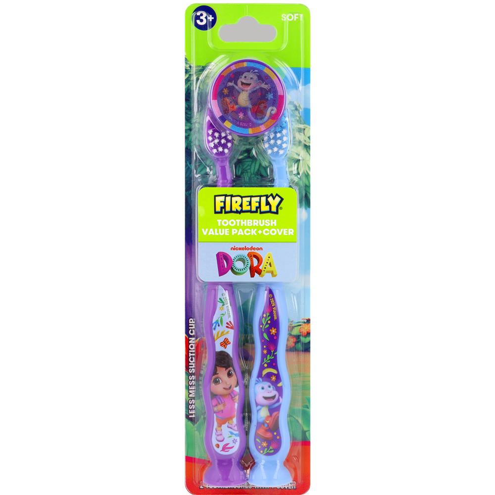 Firefly&reg; Kids Ziggly Dora the Explorer Soft Toothbrush w Cap, 2+1 Count