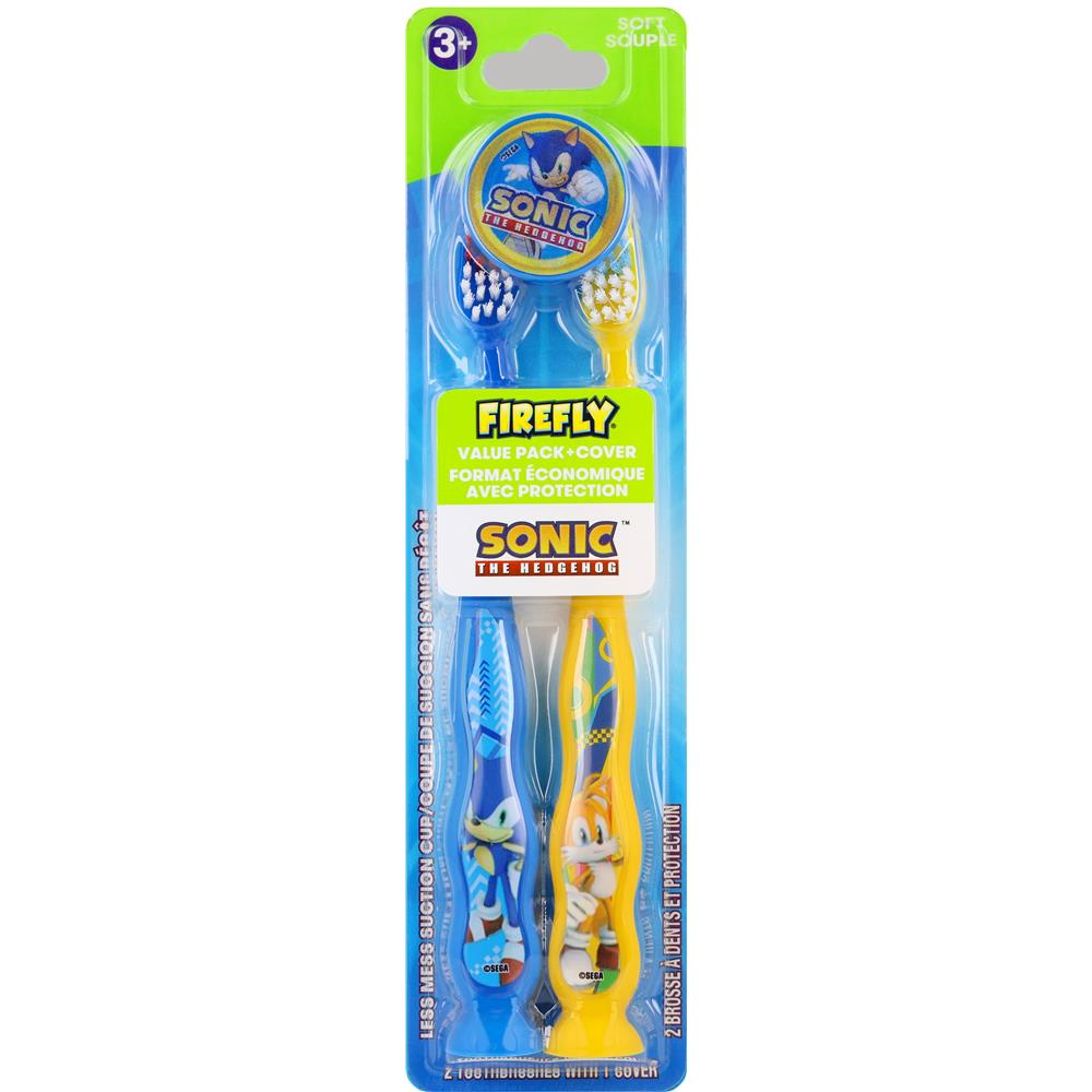Firefly&reg; Kids Ziggly Sonic the Hedgehog Toothbrush w Cap, 2+1 Count