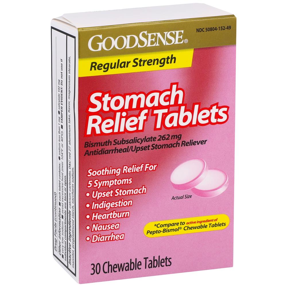 GoodSense&reg; Stomach Relief Chew Tab, Bismuth Subsalicylate 262 mg , 30/ea